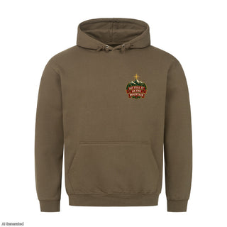 Go Tell It on the Mountain Stitch Christmas Hoodie Olive