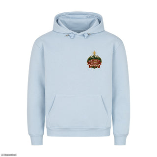 Go Tell It on the Mountain Stitch Christmas Hoodie Babyblau
