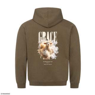 Grace The Word Became Flesh Christmas Hoodie Backprint Olive