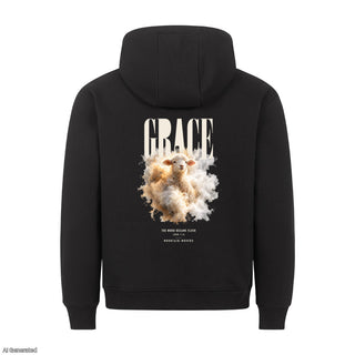 Grace The Word Became Flesh Christmas Hoodie Backprint Schwarz