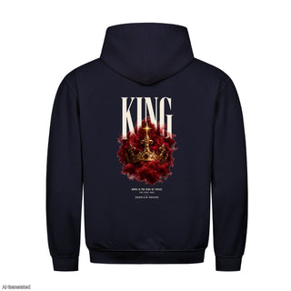King Born Is the King of Israel Christmas Hoodie Backprint Navy