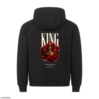 King Born Is the King of Israel Christmas Hoodie Backprint Schwarz