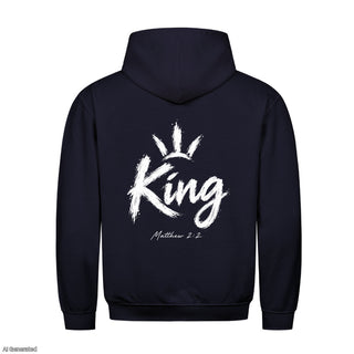 King Matthew 2:2 Christmas Hoodie Backprint Navy