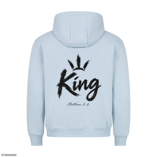 King Matthew 2:2 Christmas Hoodie Backprint Babyblau