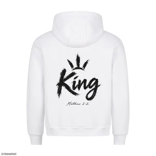King Matthew 2:2 Christmas Hoodie Backprint Weiß