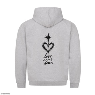 Love Came Down Christmas Hoodie Backprint Grau