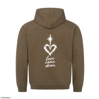 Love Came Down Christmas Hoodie Backprint Olive