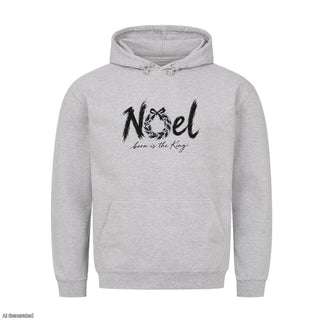 Noel Born Is the King Christmas Hoodie Grau