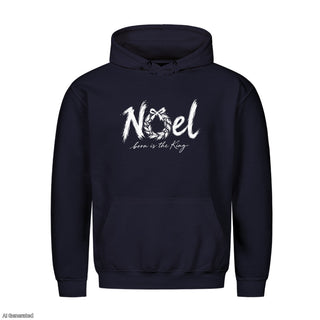 Noel Born Is the King Christmas Hoodie Navy