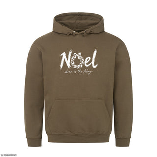 Noel Born Is the King Christmas Hoodie Olive