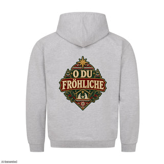O du fröhliche Christmas Hoodie Backprint Grau
