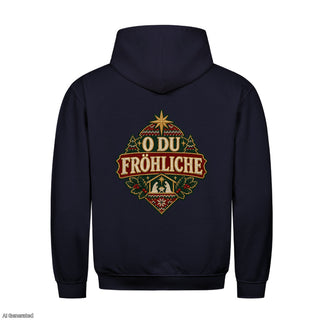 O du fröhliche Christmas Hoodie Backprint Navy
