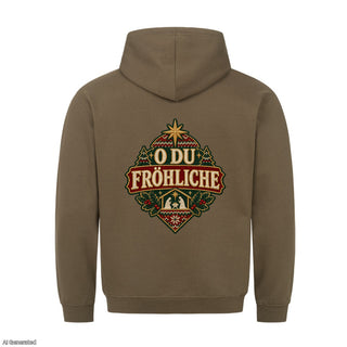 O du fröhliche Christmas Hoodie Backprint Olive