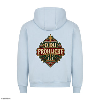 O du fröhliche Christmas Hoodie Backprint Babyblau