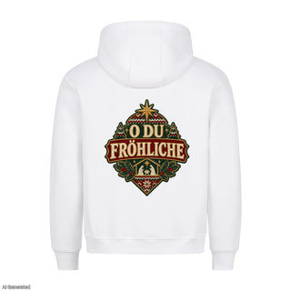 O du fröhliche Christmas Hoodie Backprint Weiß