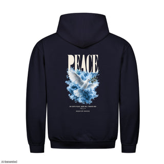 Peace on Earth Good Will Toward Men Christmas Hoodie Backprint Navy