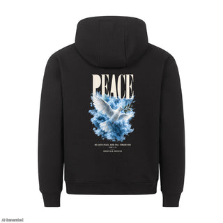 Peace on Earth Good Will Toward Men Christmas Hoodie Backprint Schwarz