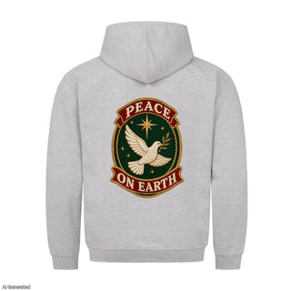 Peace on Earth Stitch Christmas Hoodie Backprint Grau