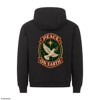 Peace on Earth Stitch Christmas Hoodie Backprint Schwarz