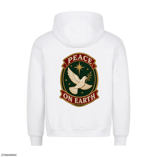 Peace on Earth Stitch Christmas Hoodie Backprint Weiß