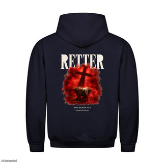 Retter Christ der Retter ist da Christmas Hoodie Backprint Navy