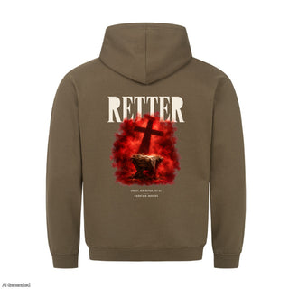 Retter Christ der Retter ist da Christmas Hoodie Backprint Olive