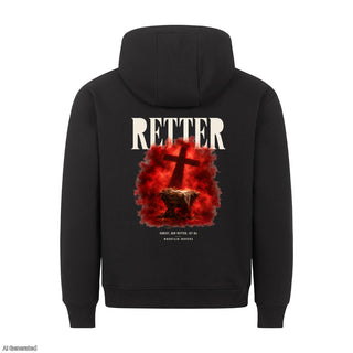 Retter Christ der Retter ist da Christmas Hoodie Backprint Schwarz