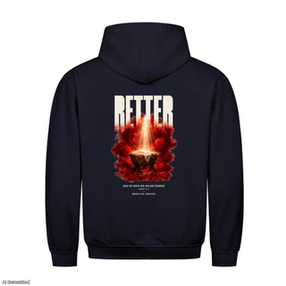 Retter Euch ist heute der Heiland geboren Christmas Hoodie Backprint Navy