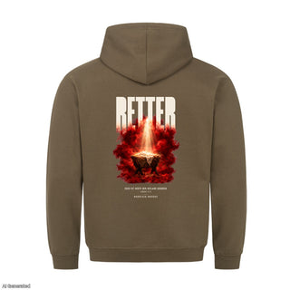 Retter Euch ist heute der Heiland geboren Christmas Hoodie Backprint Olive