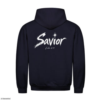Savior Luke 2:11 Christmas Hoodie Backprint Navy