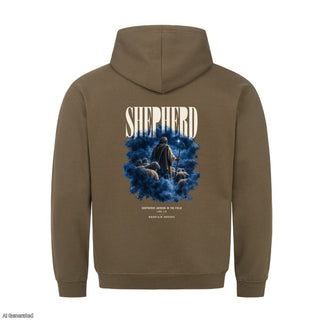 Shepherds Abiding in the Field Christmas Hoodie Backprint Olive