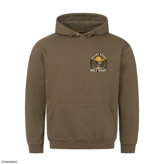 Silent Night Holy Night Christmas Hoodie Olive