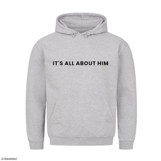 It´s all about him Christmas Hoodie Grau