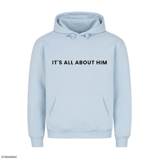 It´s all about him Christmas Hoodie Babyblau