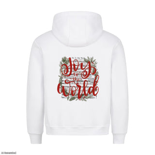 Joy to the World Song Christmas Hoodie BackPrint Weiß