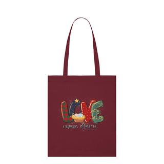 Love came down Christmas Tragetasche Light Tote Bag Burgunder