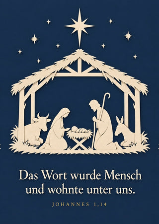 Das Wort wurde Mensch Weihnachtspostkarte Vorderseite, Mountain Movers