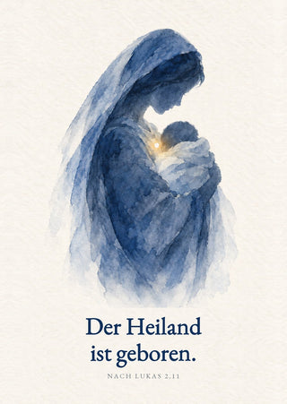 Der Heiland ist geboren Weihnachtspostkarte Vorderseite, Mountain Movers