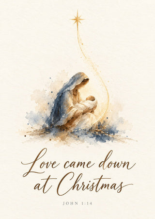 Love came down at Christmas Maria Weihnachtspostkarte Vorderseite, Mountain Movers