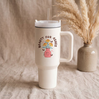 Beauty for Ashes Thermobecher von Mountain Movers auf Leinen mit Pampasgras