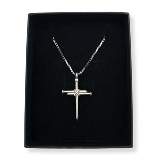 Nagelkreuz 925 Silber Kette, Vorderansicht