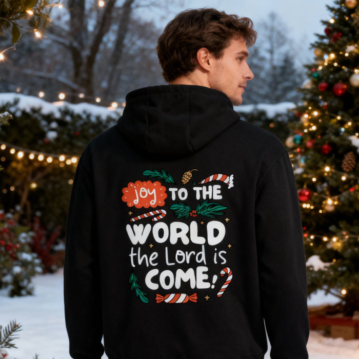 Joy to the World colored Christmas Hoodie BackPrint