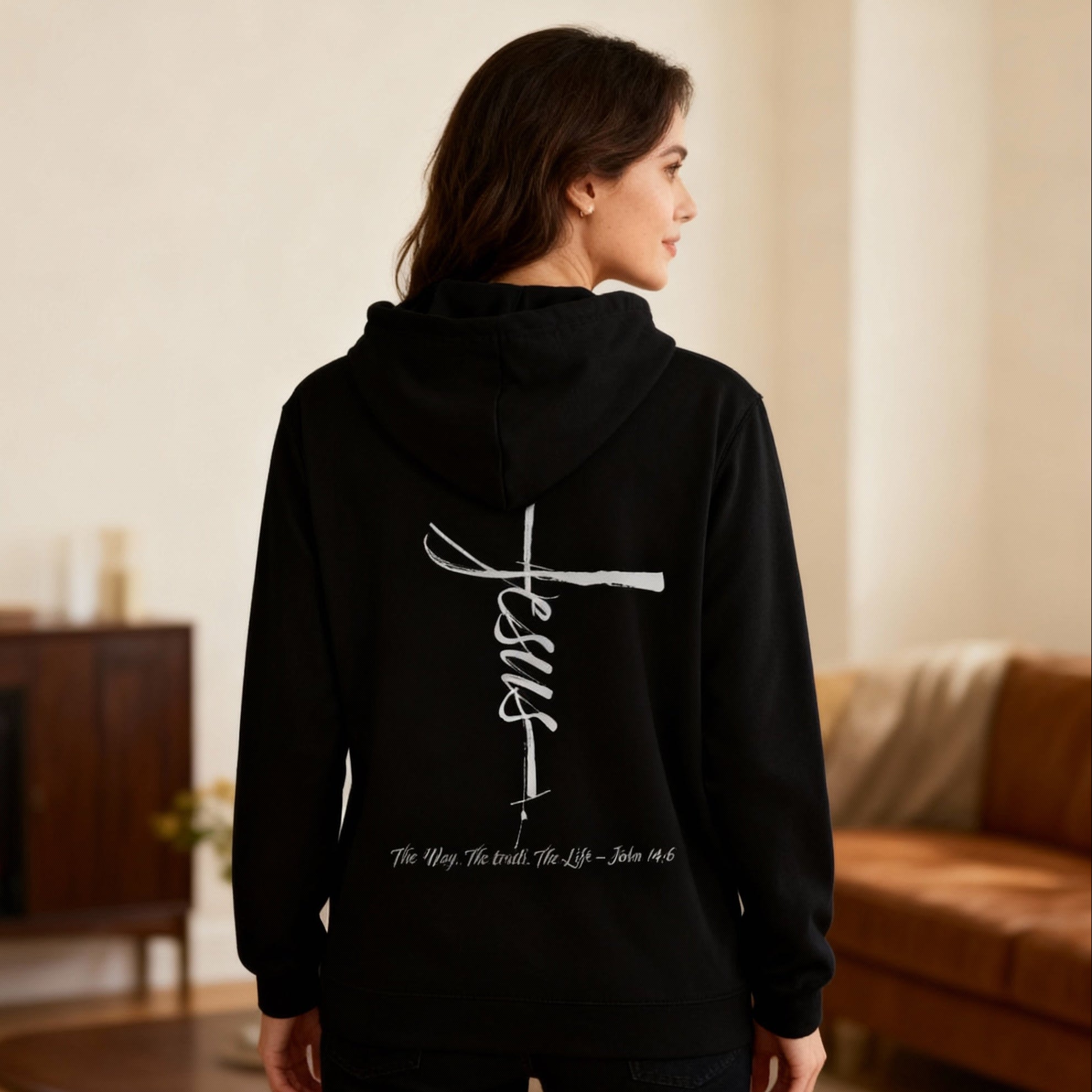 Jesus Cross Hoodie BackPrint, christliche Streetwear von Mountain Movers