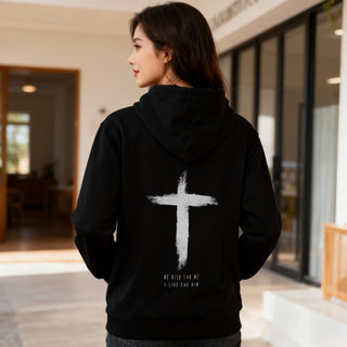 He Died Hoodie BackPrint Variante, Mountain Movers christliches Design