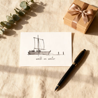 Walk on Water Sketch Postkarte, christliche Streetwear von Mountain Movers