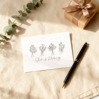 She is strong Flower Postkarte, christliche Streetwear von Mountain Movers