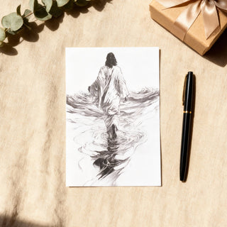 Walk on Water black&white Postkarte, christliche Streetwear von Mountain Movers