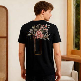 Golden Cross Aquarell Shirt BackPrint Variante, Mountain Movers christliches Design