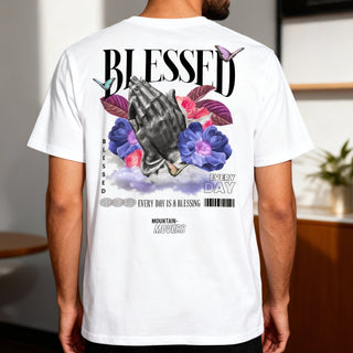 Blessed Streetwear T-Shirt Backprint Variante, Mountain Movers christliches Design