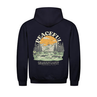 Peaceful Hoodie BackPrint Detailansicht, Mountain Movers christliche Streetwear
